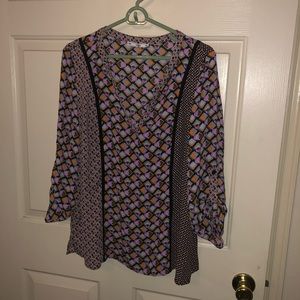 Multicolored blouse with retro print
